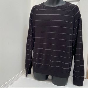 Joe Fresh men grey striped pullover long sleeve knit sweater. Size L.. Used
